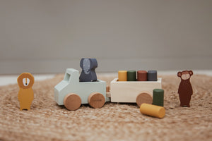 Wooden Animal Car with Trailer