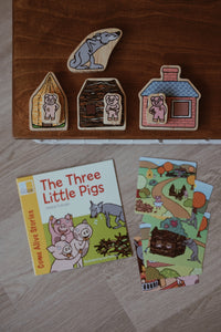 The Three Little Pigs Wooden Characters