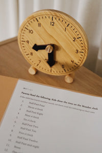 Wooden Clock with Activity Sheets