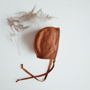 Brimless Linen Bonnet - Rust (2-4Y)